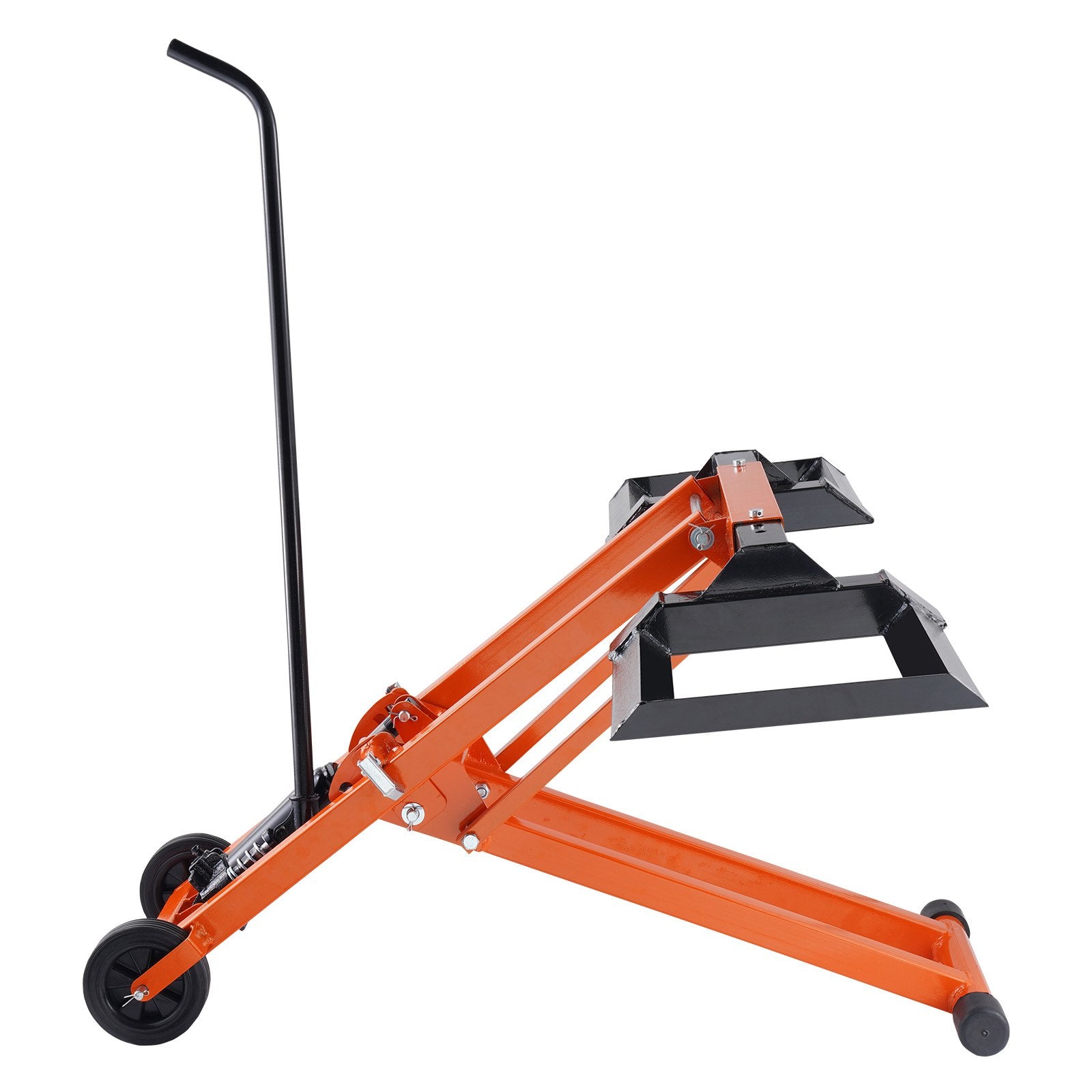 Lawn Mower Lift with Hydraulic Jack, 500 Lbs Weight Capacity, Solid Carbon Steel Lawn Mower Lift, Adjustable Movable Lawn Lifter for Riding Tractors and Zero Turn Lawn Mowers, Orange