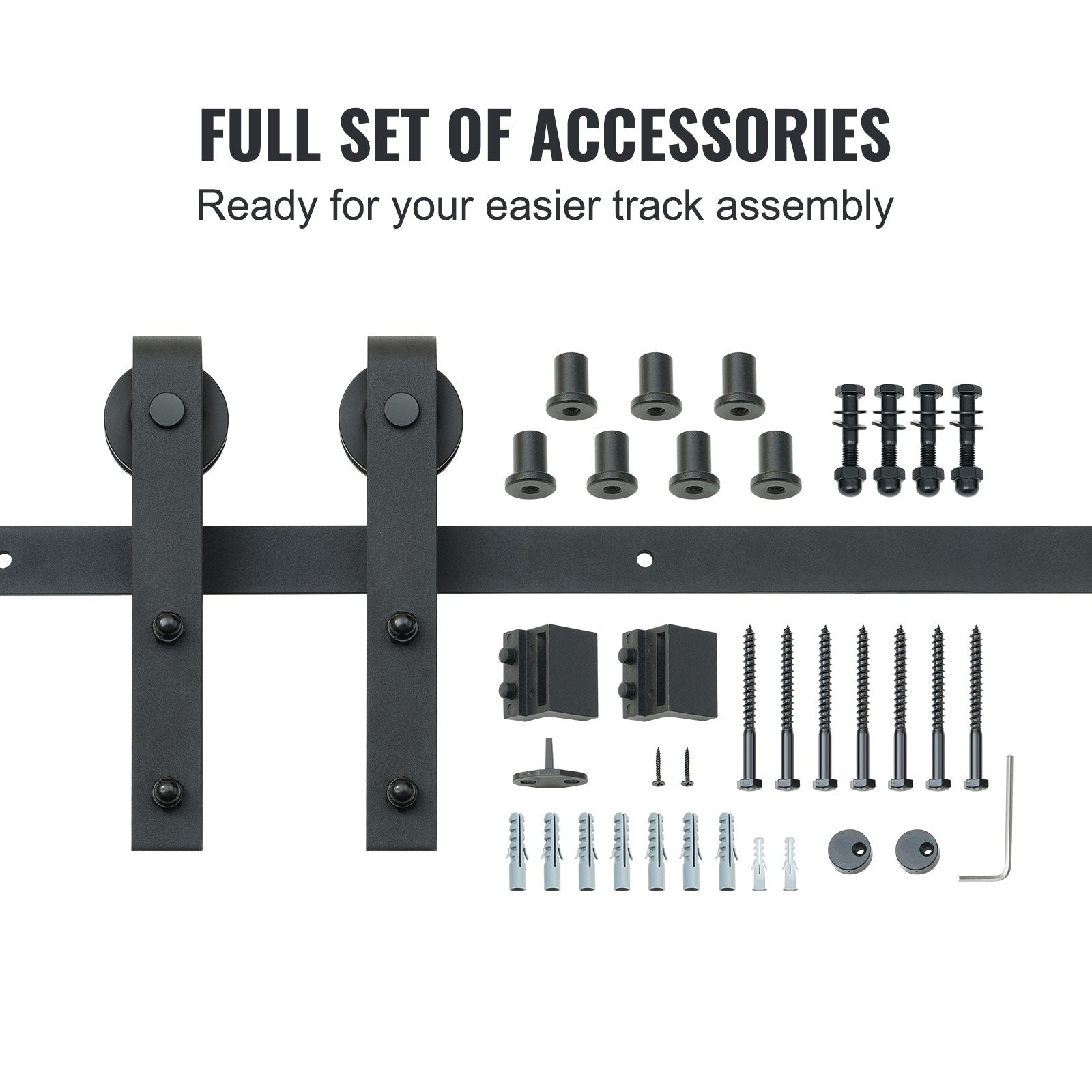 Clothing & Wardrobe Storage: VEVOR 8FT Sliding Barn Door Hardware Closet Track Kit for Single Door J Hanger