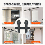 Clothing & Wardrobe Storage: VEVOR 8FT Sliding Barn Door Hardware Closet Track Kit for Single Door J Hanger