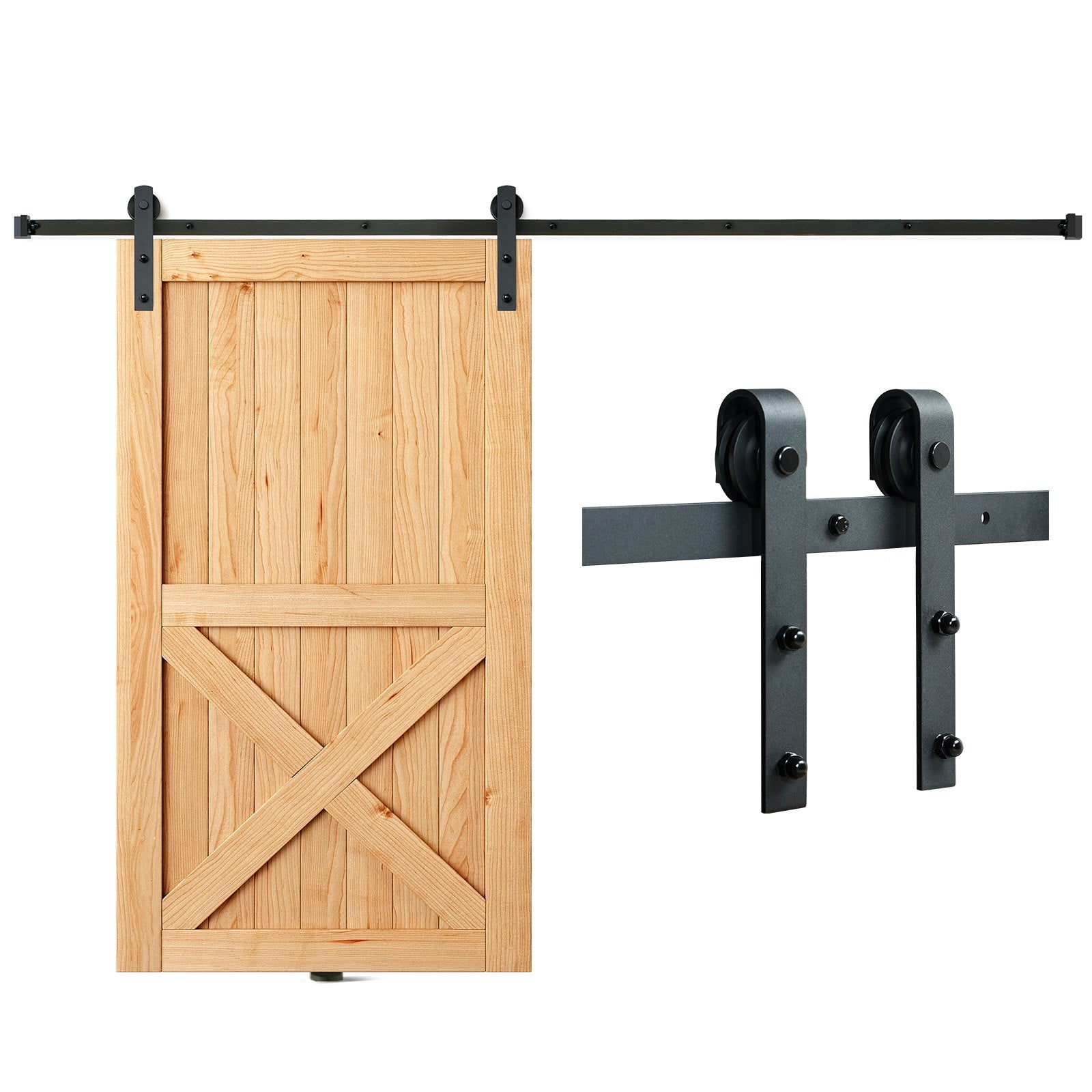 Clothing & Wardrobe Storage: VEVOR 8FT Sliding Barn Door Hardware Closet Track Kit for Single Door J Hanger