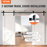 Clothing & Wardrobe Storage: VEVOR 8FT Sliding Barn Door Hardware Closet Track Kit for Double Doors I Hanger