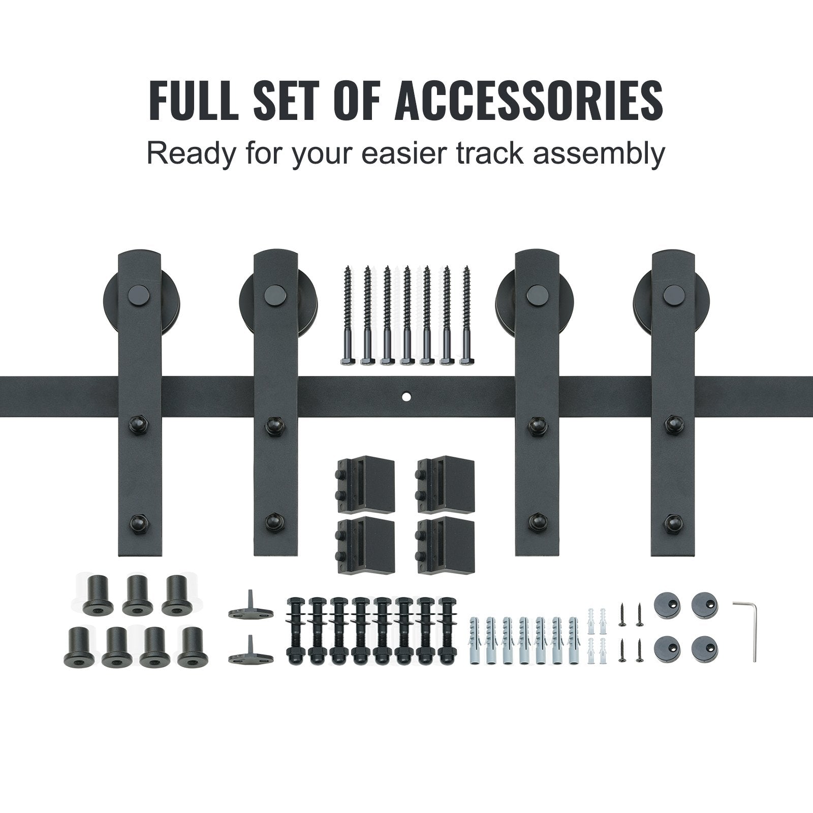 Clothing & Wardrobe Storage: VEVOR 8FT Sliding Barn Door Hardware Closet Track Kit for Double Doors I Hanger