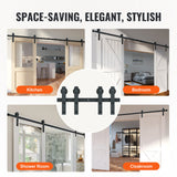 Clothing & Wardrobe Storage: VEVOR 8FT Sliding Barn Door Hardware Closet Track Kit for Double Doors I Hanger