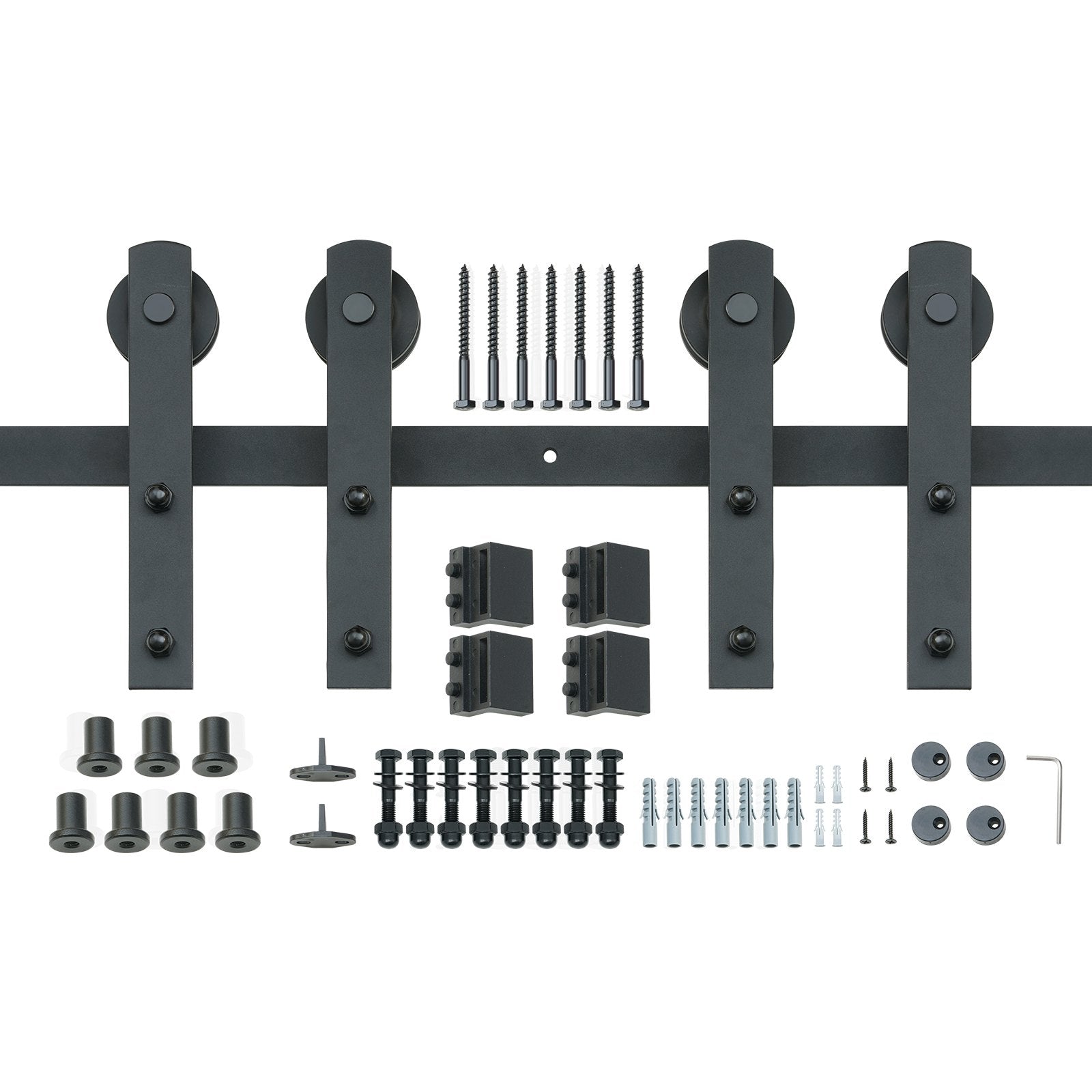 Clothing & Wardrobe Storage: VEVOR 8FT Sliding Barn Door Hardware Closet Track Kit for Double Doors I Hanger