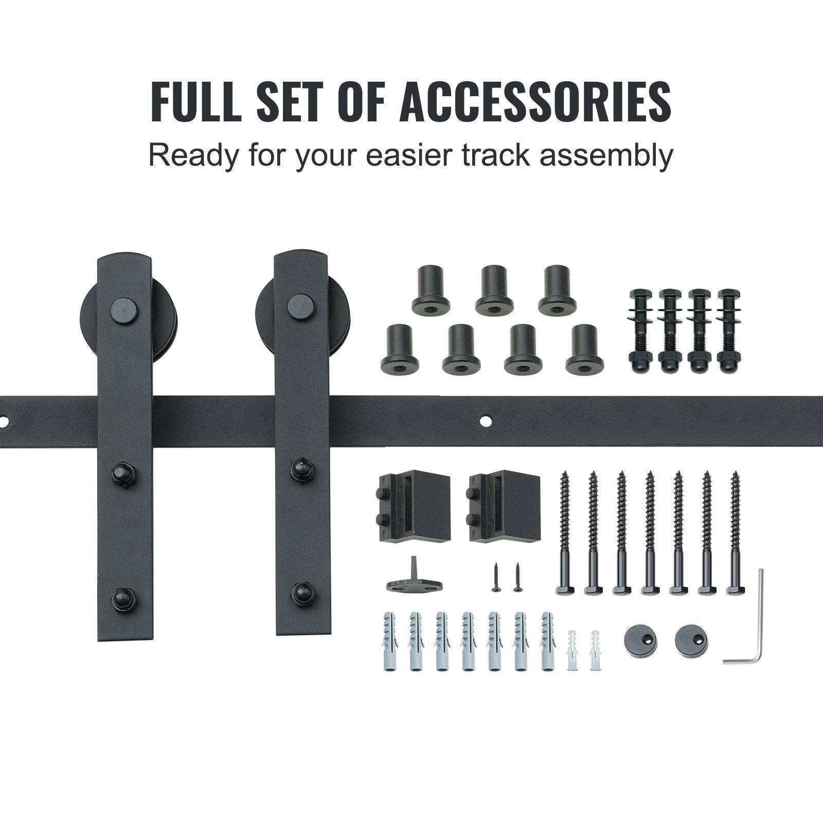 Clothing & Wardrobe Storage: VEVOR 8FT Sliding Barn Door Hardware Closet Track Kit for Single Door I Hanger
