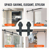 Clothing & Wardrobe Storage: VEVOR 8FT Sliding Barn Door Hardware Closet Track Kit for Single Door I Hanger