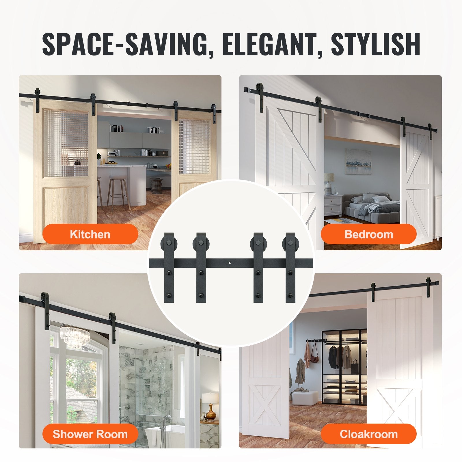 Door Hardware: VEVOR 2440 mm Sliding Barn Door Hardware Closet Track Kit for Double Doors J Hanger