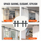 Door Hardware: VEVOR 2440 mm Sliding Barn Door Hardware Closet Track Kit for Double Doors J Hanger