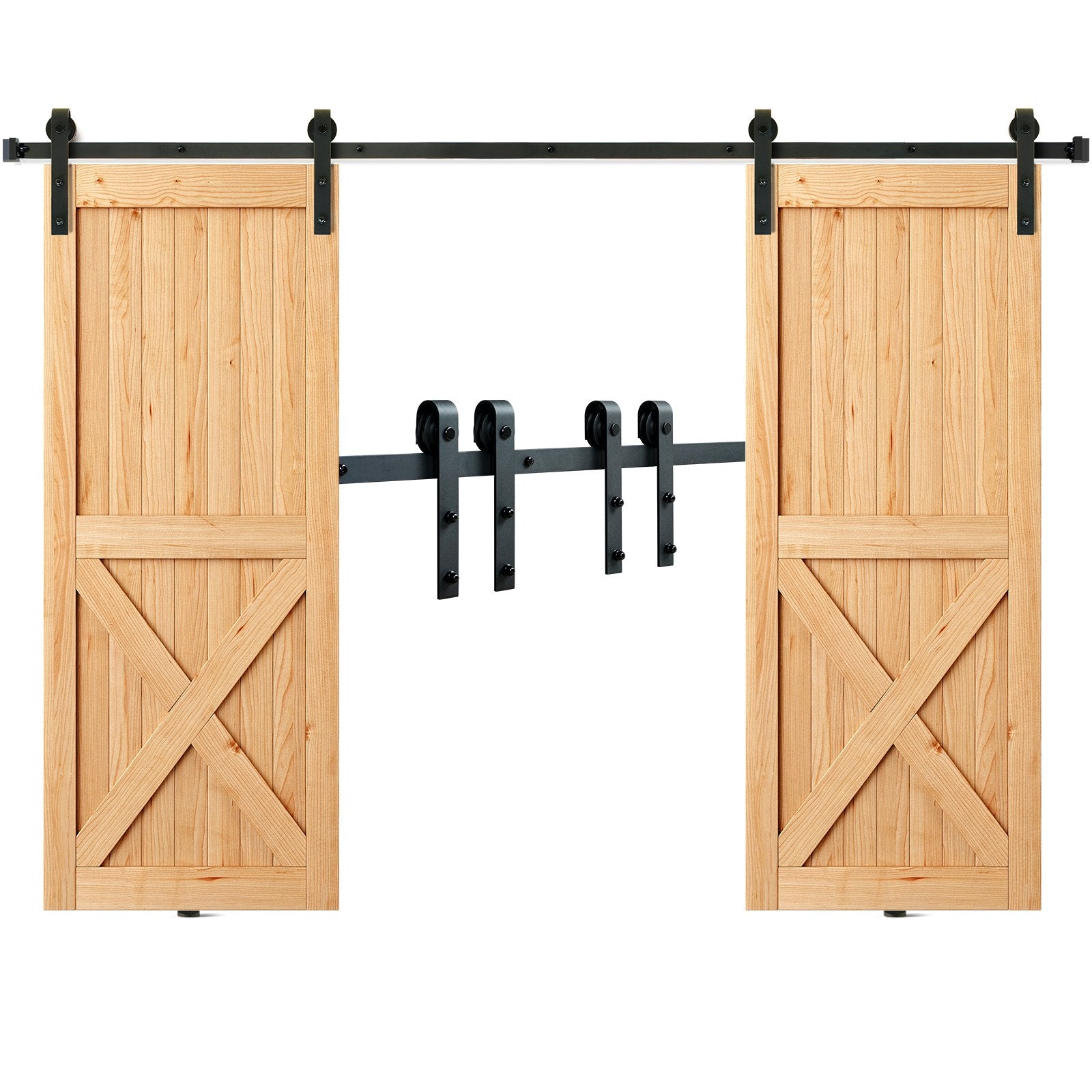 Door Hardware: VEVOR 2440 mm Sliding Barn Door Hardware Closet Track Kit for Double Doors J Hanger