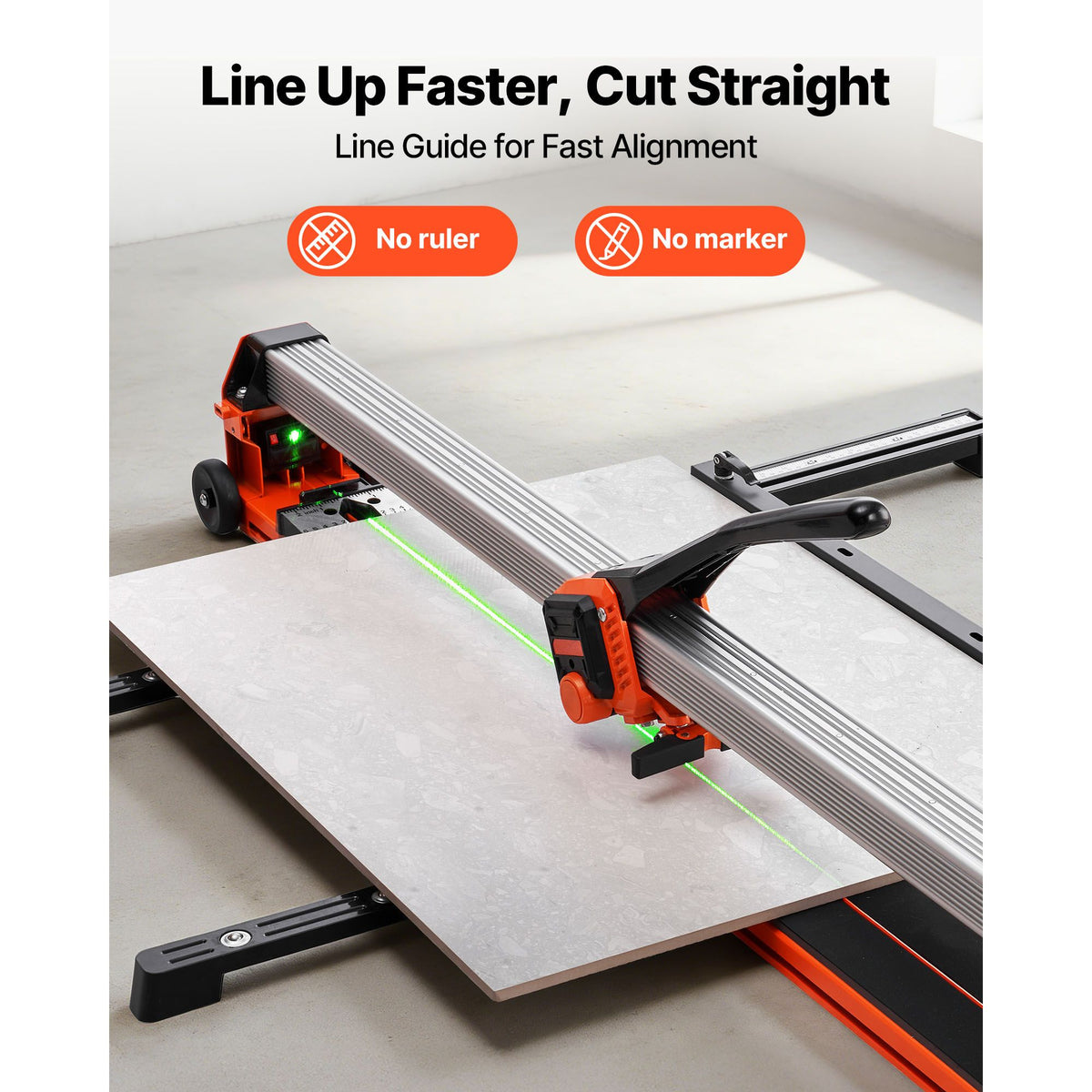 1200 mm Manual Tile Cutter, Upgraded Rail and Sliding Head, Precision Alignment Guide, Tungsten Carbide Cutting Wheel, Support Legs with Swivel Wheels, for DIY Pros, Ceramic, Floor & Wall Tiles
