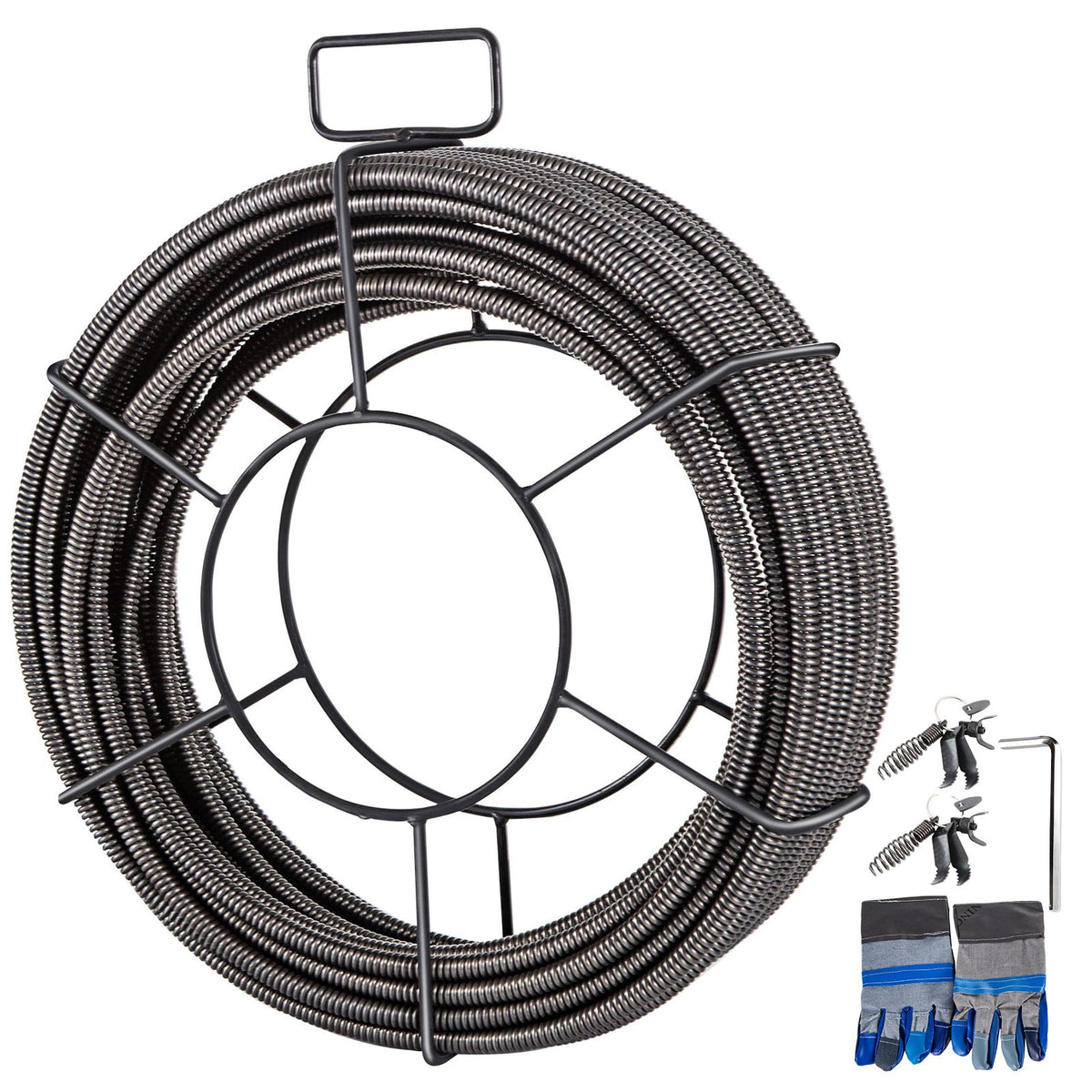Drain Cleaning Cable 100 Feet x 3/8 Inch Solid Core Cable Sewer Cable Drain Auger Cable Cleaner Snake Clog Pipe Drain Cleaning Cable Sewer Drain Auger Snake Pipe