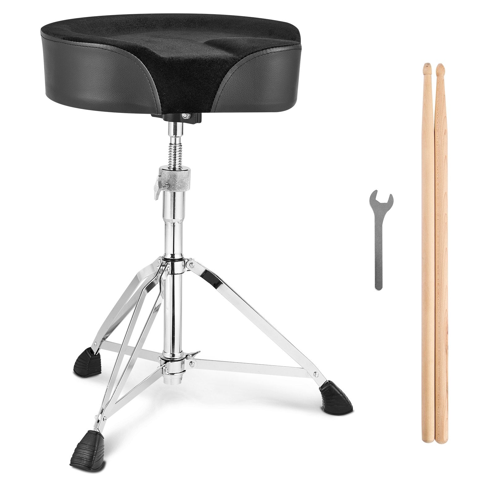 Basketball & Basketball Accessories: VEVOR Saddle Drum Throne, 560-705 mm Height Adjustable, Padded Drum Stool Seat with Anti-Slip Feet Drumsticks 227 kg Max Weight Capacity, Swivel Drum Chair for Drummers