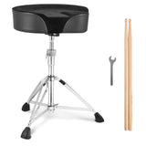 Basketball & Basketball Accessories: VEVOR Saddle Drum Throne, 560-705 mm Height Adjustable, Padded Drum Stool Seat with Anti-Slip Feet Drumsticks 227 kg Max Weight Capacity, Swivel Drum Chair for Drummers