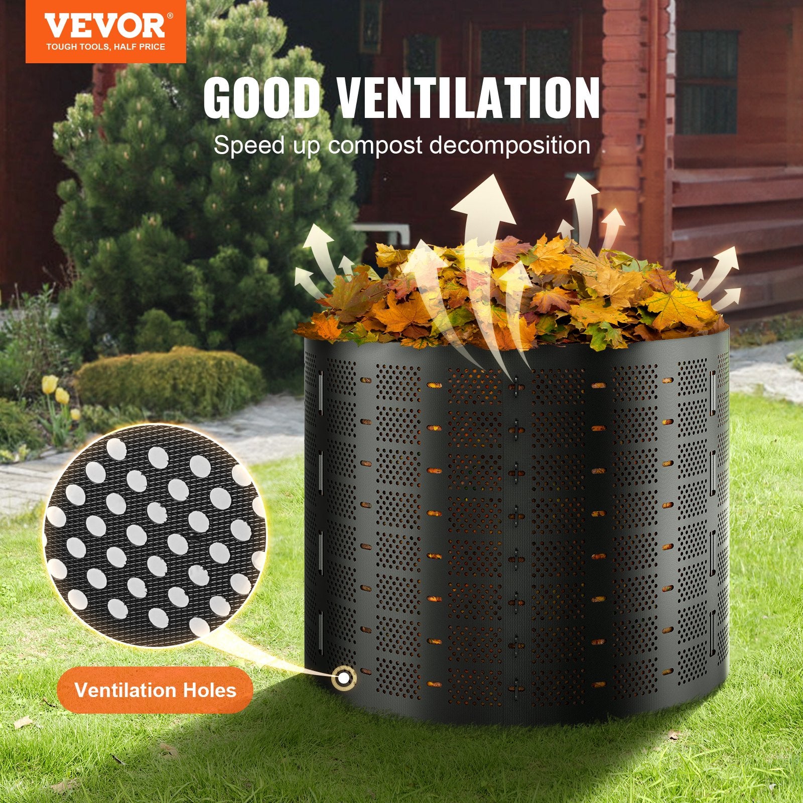 Gardening Tools: VEVOR Compost Bin 1000 L, Outdoor Expandable Composter, Easy to Setup & Large Capacity Composting Bin, Fast Creation of Fertile Soil