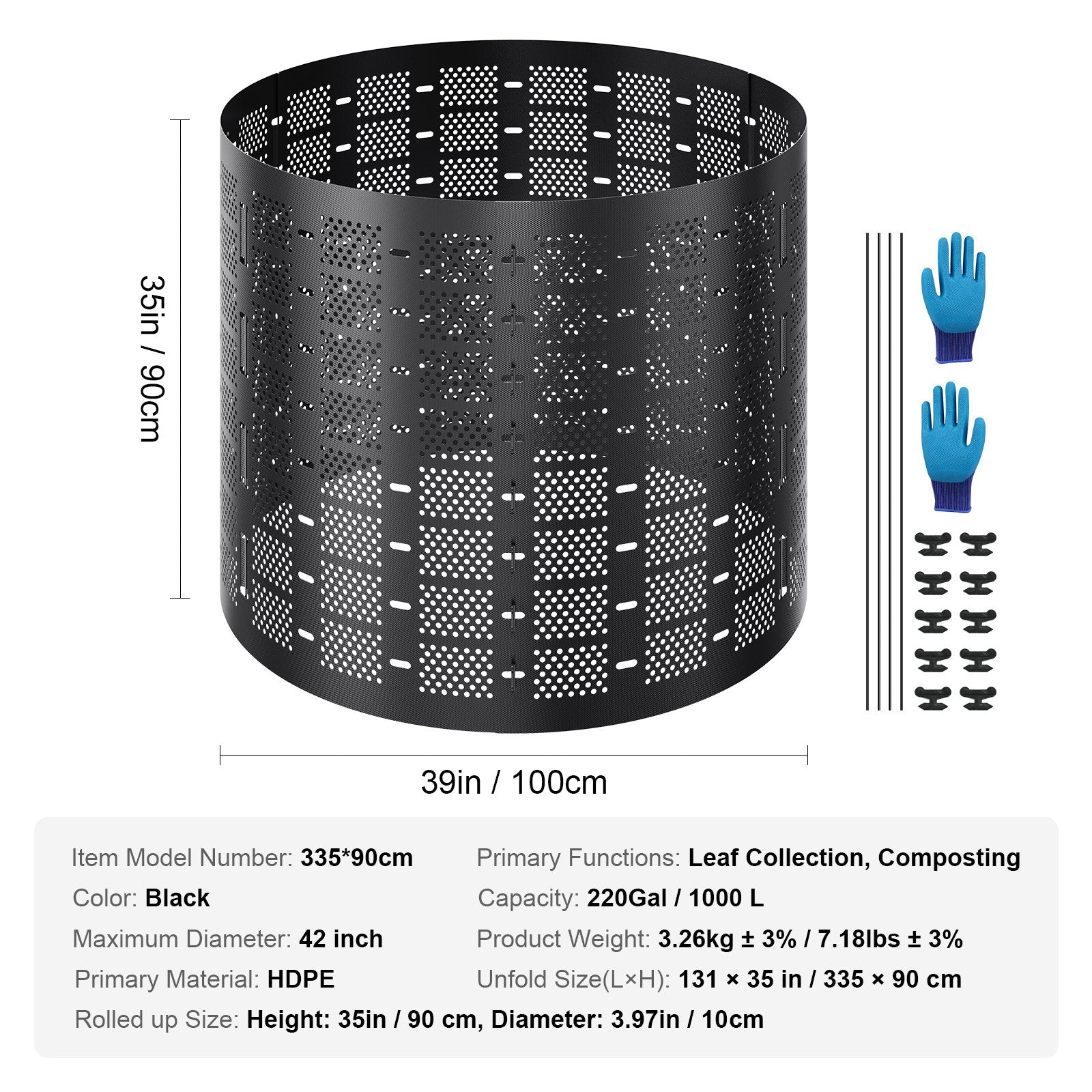 Gardening Tools: VEVOR Compost Bin 1000 L, Outdoor Expandable Composter, Easy to Setup & Large Capacity Composting Bin, Fast Creation of Fertile Soil