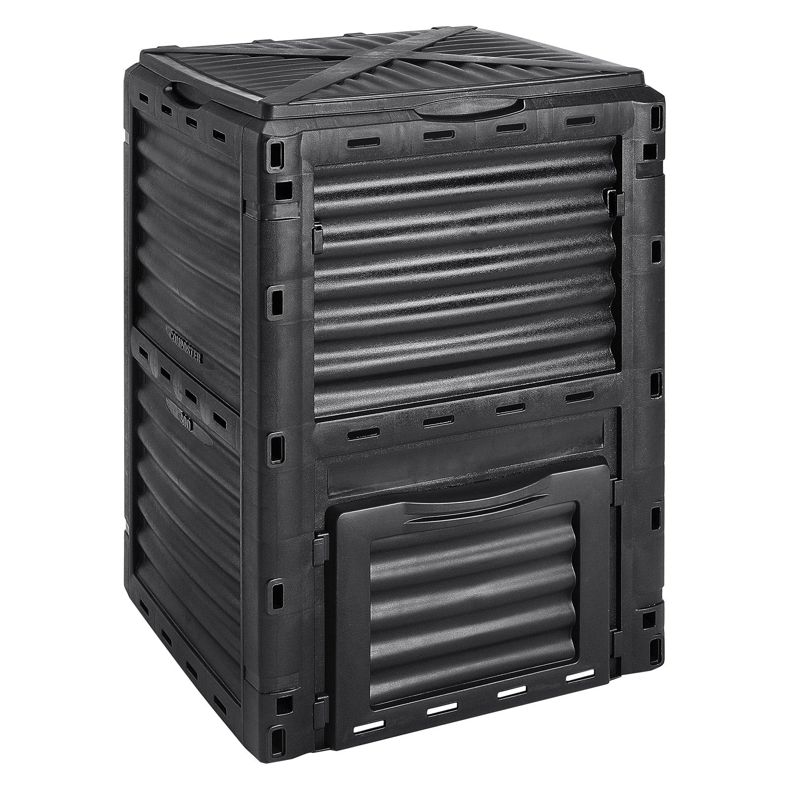 Garden Compost Bin 300 L, BPA Free Composter, Large Capacity Outdoor Composting Bin with Top Lid and Bottom Door, Easy Assembling, Lightweight, Fast Creation of Fertile Soil