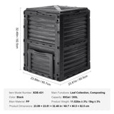 Gardening Tools: VEVOR Garden Compost Bin 300 L, BPA Free Composter, Large Capacity Outdoor Composting Bin with Top Lid and Bottom Door, Easy Assembling, Lightweight, Fast Creation of Fertile Soil