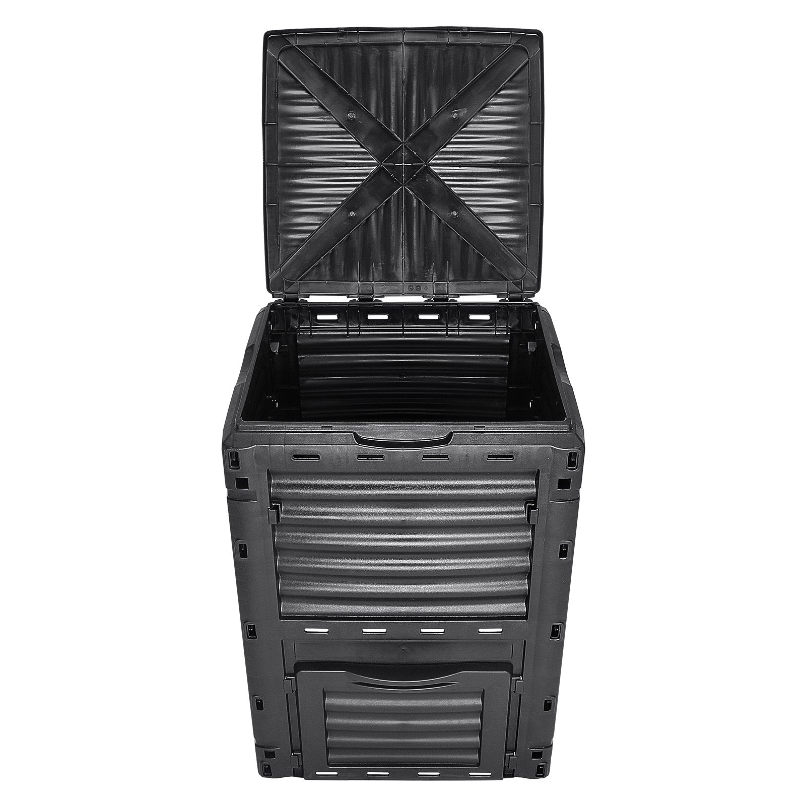 Garden Compost Bin 300 L, BPA Free Composter, Large Capacity Outdoor Composting Bin with Top Lid and Bottom Door, Easy Assembling, Lightweight, Fast Creation of Fertile Soil