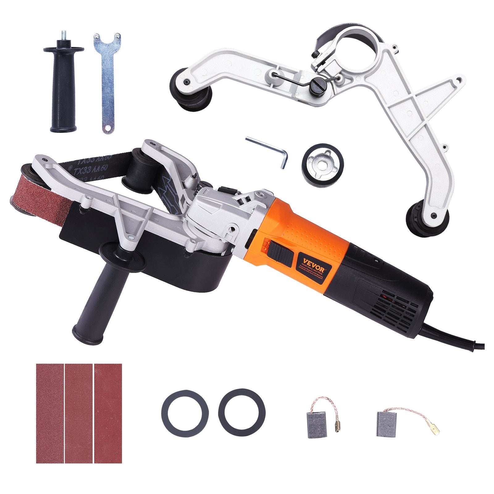 Pipe Tube Polisher Sander, 1300W Pipe Belt Sander with 6 Variable Speeds 1100-3200rpm, Professional Belt Sander Grinding Machine with 3PCS Sanding Belts for Burnishing Finishing Rust Removal