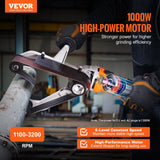 Gardening Tools: VEVOR Pipe Tube Polisher Sander, 1300W Pipe Belt Sander with 6 Variable Speeds 1100-3200rpm, Professional Belt Sander Grinding Machine with 3PCS Sanding Belts for Burnishing Finishing Rust Removal