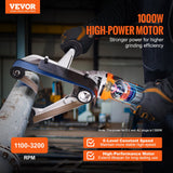 Gardening Tools: VEVOR Pipe Tube Polisher Sander, 1300W Pipe Belt Sander with 6 Variable Speeds 1100-3200rpm, Professional Belt Sander Grinding Machine with 50PCS Sanding Belts for Burnishing Finishing Rust Removal