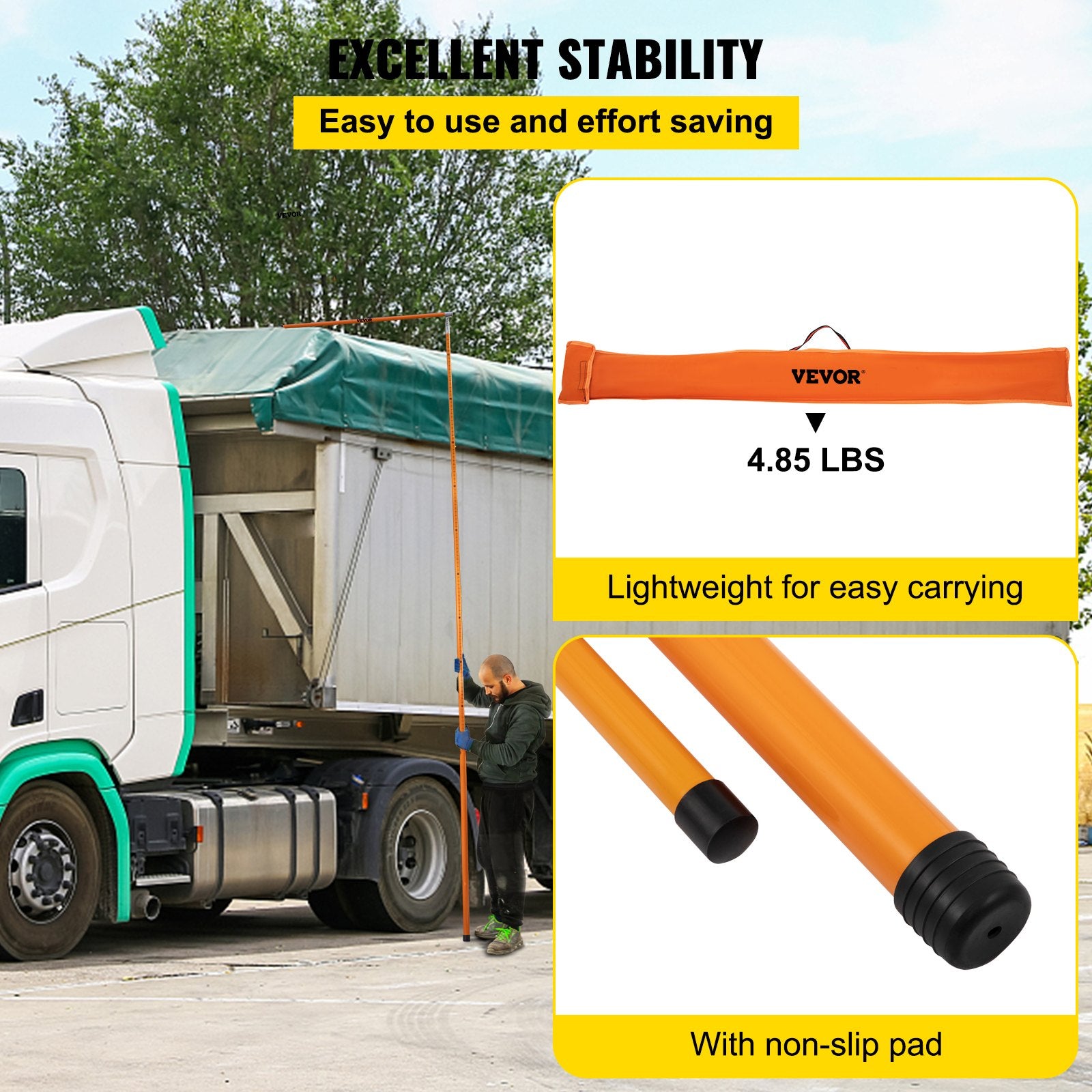 Measuring Tools & Sensors: VEVOR Load Height Measuring Stick, 15\' Sturdy Fiberglass Truck Height Stick with Adjustable Pole, Non-conductive Truck Height Measuring Stick with Carrying Bag, Height Stick for Trucks, Car Haulers