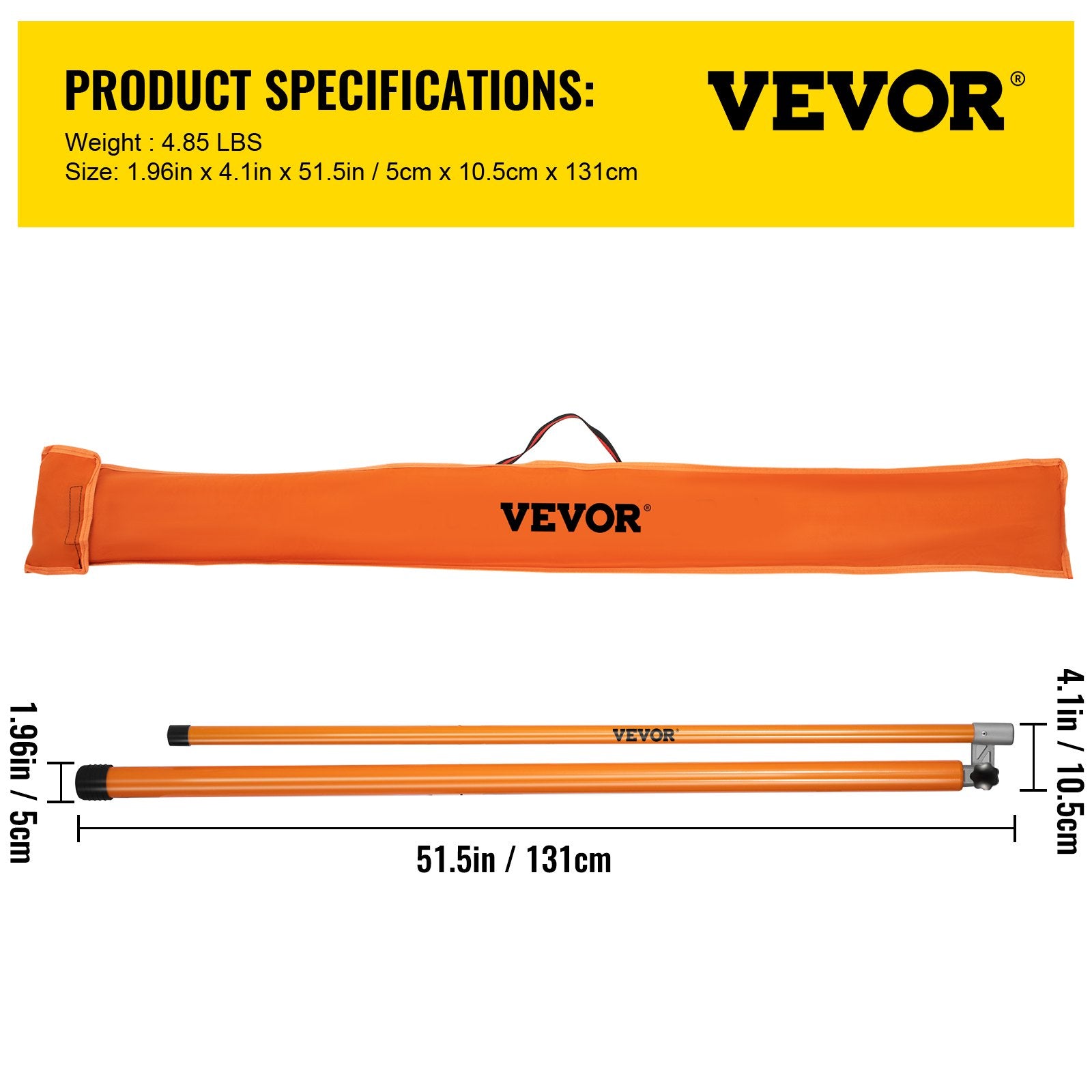 Measuring Tools & Sensors: VEVOR Load Height Measuring Stick, 15\' Sturdy Fiberglass Truck Height Stick with Adjustable Pole, Non-conductive Truck Height Measuring Stick with Carrying Bag, Height Stick for Trucks, Car Haulers