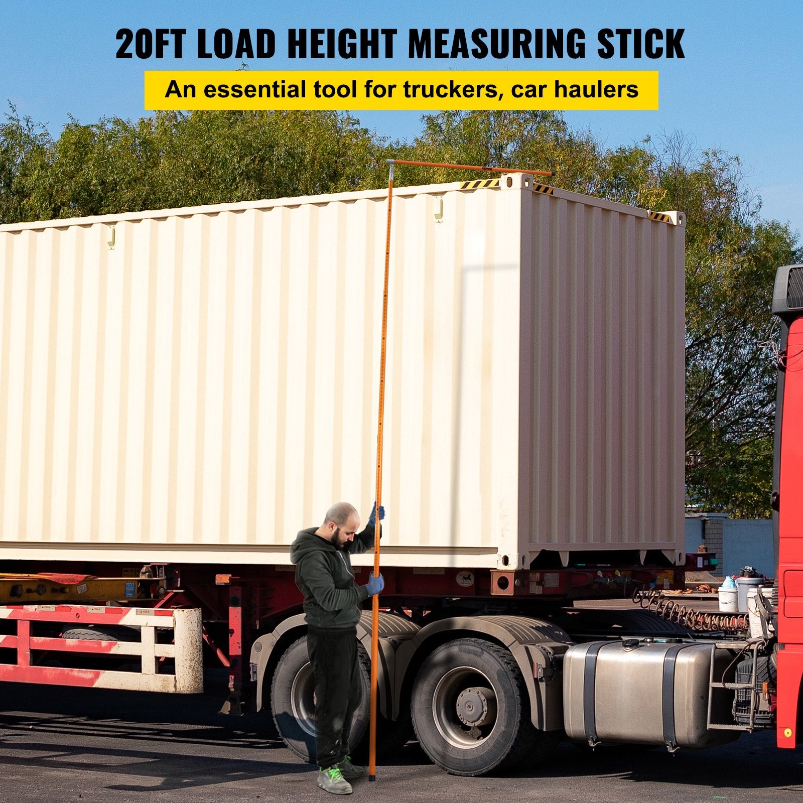 Automotive Parts: VEVOR Load Height Measuring Stick 20' Sturdy Truck Height Stick Easy to Read