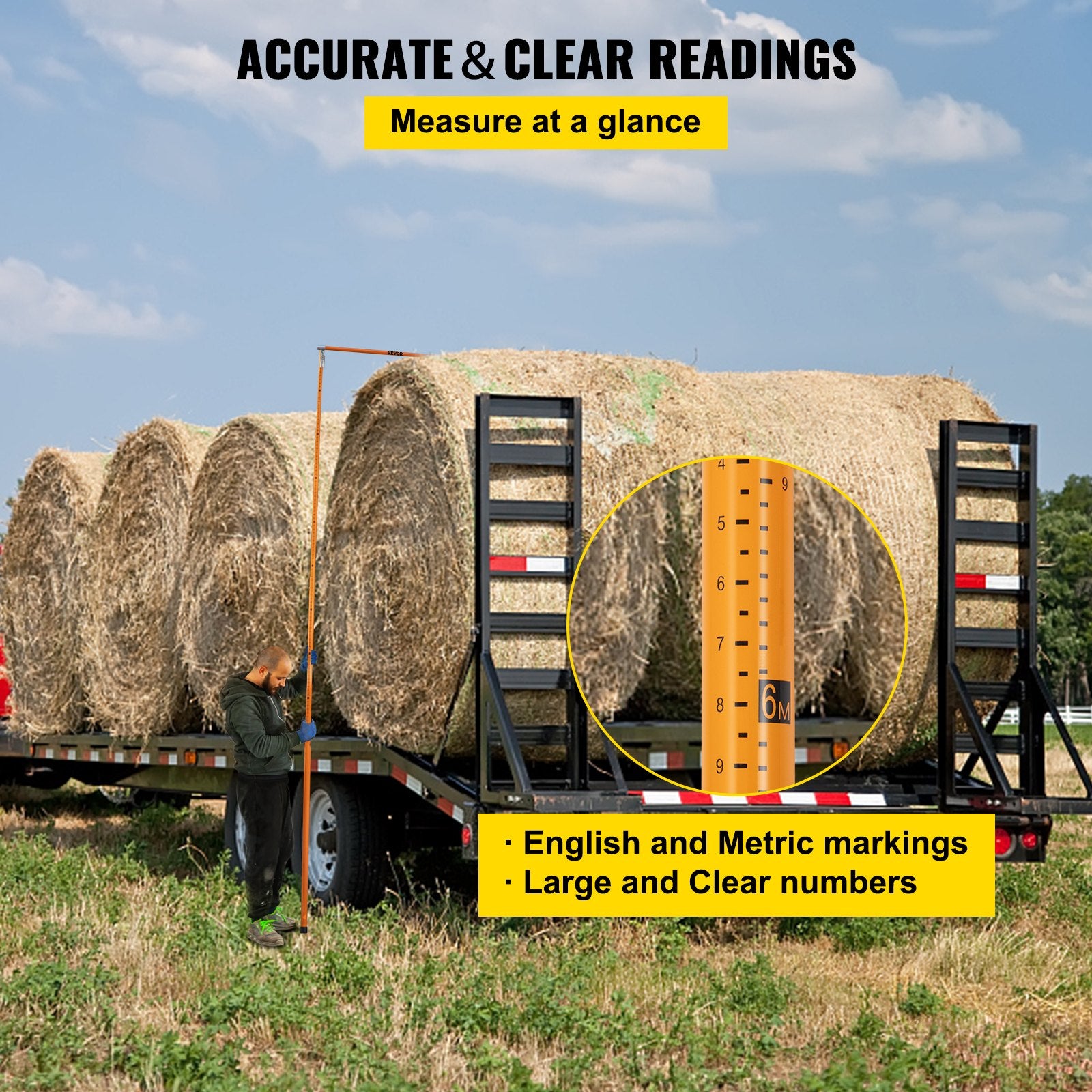 Automotive Parts: VEVOR Load Height Measuring Stick 20' Sturdy Truck Height Stick Easy to Read