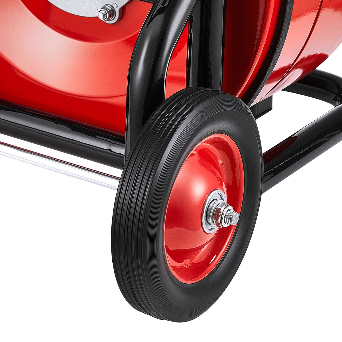 Drain Cleaner Machine 30m x 19mm, Auto Feed Sewer Snake Auger, Portable Drain Cleaning Machine with Multi-Wheel Combination, 6 Cutters & Air-Activated Foot Switch for 100mm to 200mm Pipes