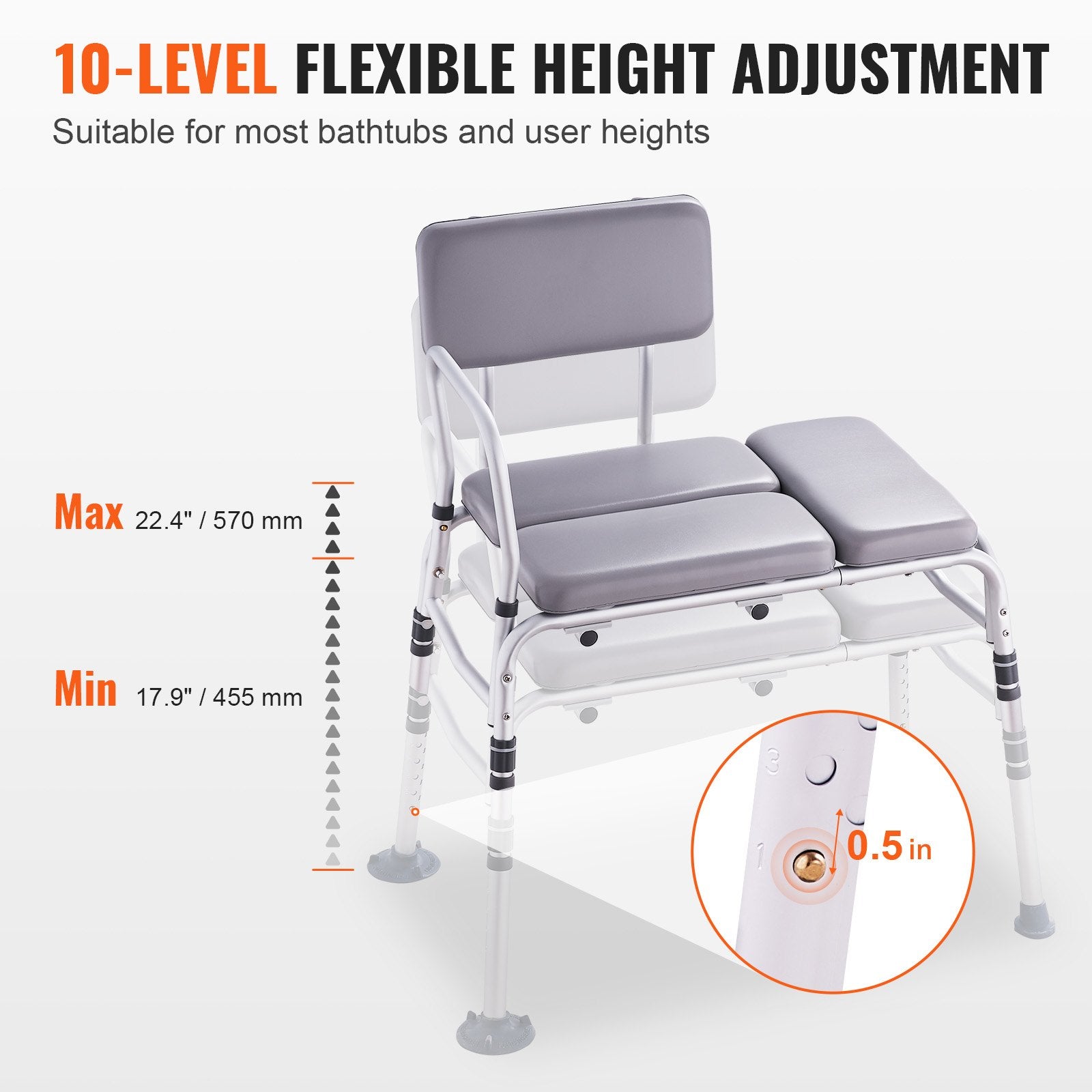 Cat Scratchers: VEVOR Tub Transfer Bench for Bathtub 500lbs, Shower Seats for Adults, Lightweight Shower Bench for Elderly and Disabled with Padded Seat,  Non-Slip Bath Seats with Armrest and Reversible Backrest