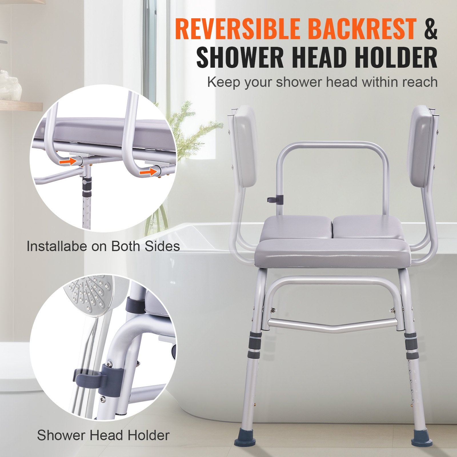 Cat Scratchers: VEVOR Tub Transfer Bench for Bathtub 500lbs, Shower Seats for Adults, Lightweight Shower Bench for Elderly and Disabled with Padded Seat,  Non-Slip Bath Seats with Armrest and Reversible Backrest