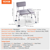 Cat Scratchers: VEVOR Tub Transfer Bench for Bathtub 500lbs, Shower Seats for Adults, Lightweight Shower Bench for Elderly and Disabled with Padded Seat,  Non-Slip Bath Seats with Armrest and Reversible Backrest