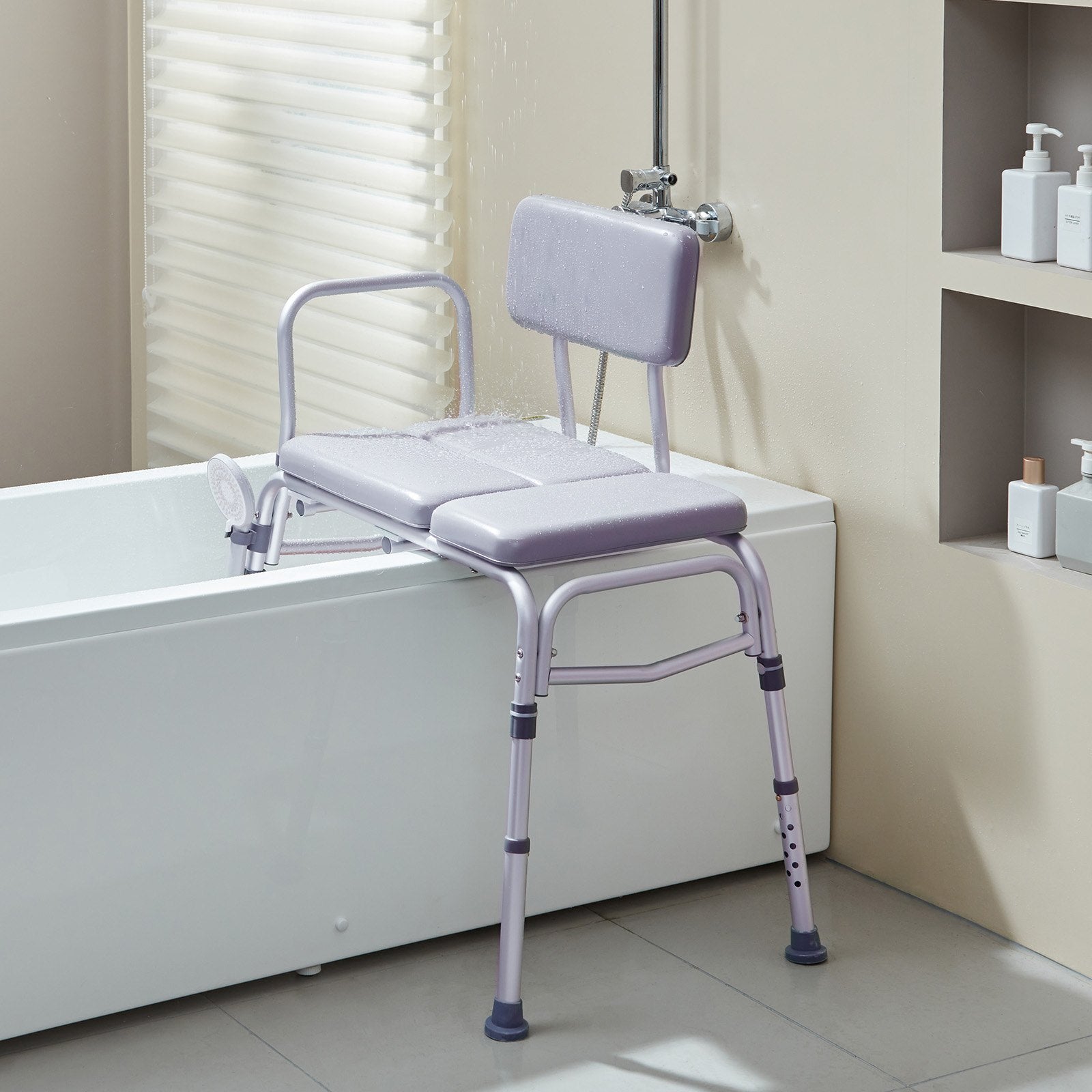Cat Scratchers: VEVOR Tub Transfer Bench for Bathtub 500lbs, Shower Seats for Adults, Lightweight Shower Bench for Elderly and Disabled with Padded Seat,  Non-Slip Bath Seats with Armrest and Reversible Backrest