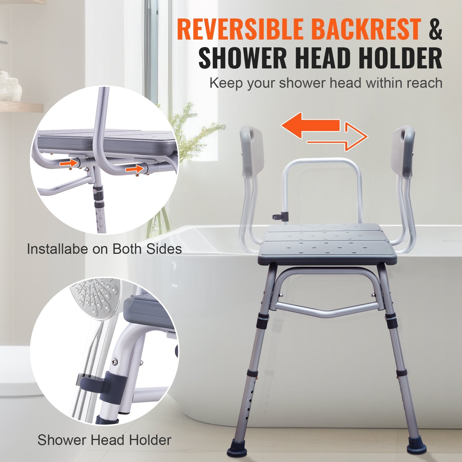 Cat Scratchers: VEVOR Tub Transfer Bench for Bathtub, Adjustable Shower Seats for Adults, Lightweight Shower Bench for Elderly and Disabled, Non-Slip Bath Seats with Armrest and Reversible Backrest, 400lbs Capacity