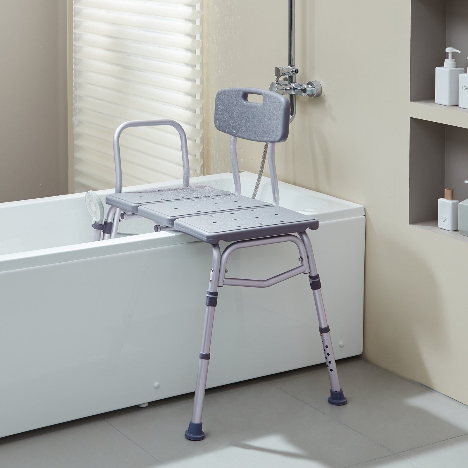 Cat Scratchers: VEVOR Tub Transfer Bench for Bathtub, Adjustable Shower Seats for Adults, Lightweight Shower Bench for Elderly and Disabled, Non-Slip Bath Seats with Armrest and Reversible Backrest, 400lbs Capacity