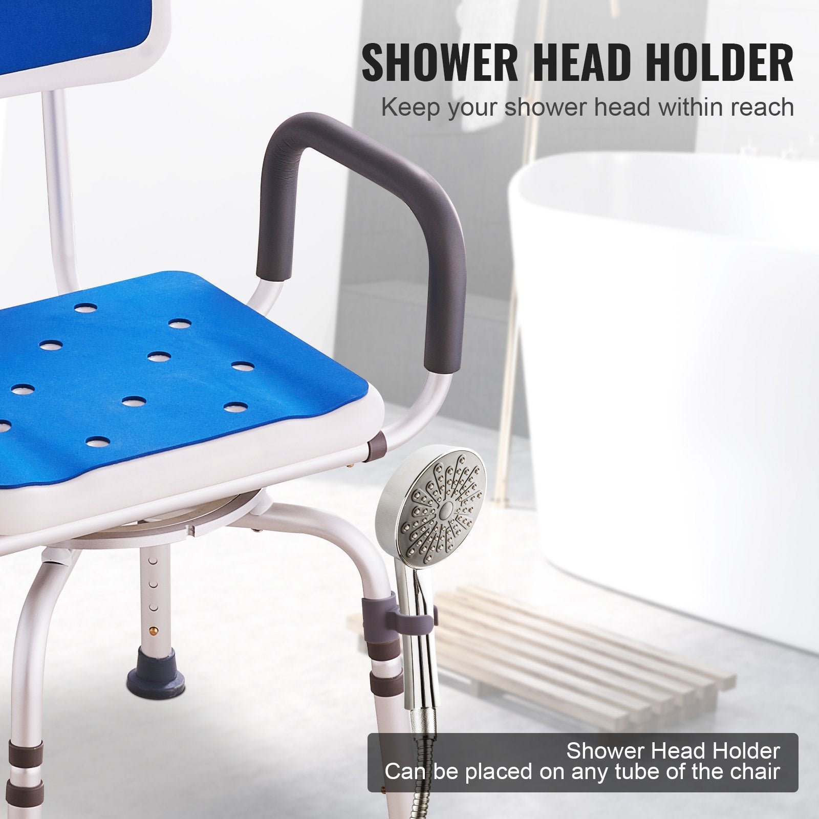 Cat Scratchers: VEVOR Swivel Shower Chair 360 Degree, Adjustable Shower Seat with Armrests and Backrest for Inside Shower or Bathtub, Non-Slip Rotating Bathtub Chair Seat for Elderly Disabled Injured, 400lbs Capacity