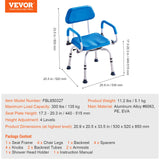 Cat Scratchers: VEVOR Swivel Shower Chair 360 Degree, Adjustable Shower Seat with Pivoting Arms & Padded Bath Seat for Inside Shower or Tub, Non-Slip Rotating Bathtub Chair for Elderly Disabled, 300LBS Capacity
