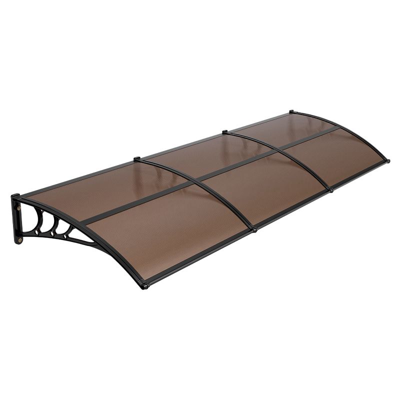 Awnings for Door Entrance, 965 x 2957 mm, Exterior Front Door Window Awnings with Drainage & ABS Bracket, Rain Snow Sun Protection, Overhang Polycarbonate Door Canopy for Porch Patio, Brown