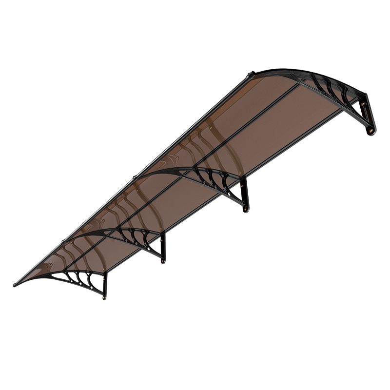 Awnings for Door Entrance, 965 x 2957 mm, Exterior Front Door Window Awnings with Drainage & ABS Bracket, Rain Snow Sun Protection, Overhang Polycarbonate Door Canopy for Porch Patio, Brown