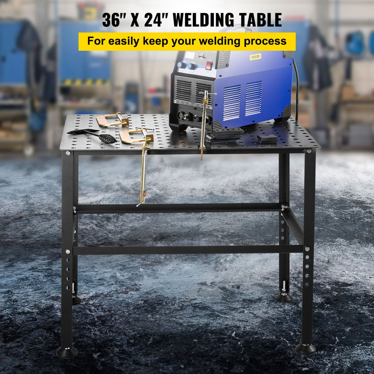 Welding Table 36" x 24", 800LBS Capacity Welding Workbench Table, Heavy-Duty Work Bench with 0.63" Fixture Holes and Non-slip Foot Pads for Welding Assembly Repair Works