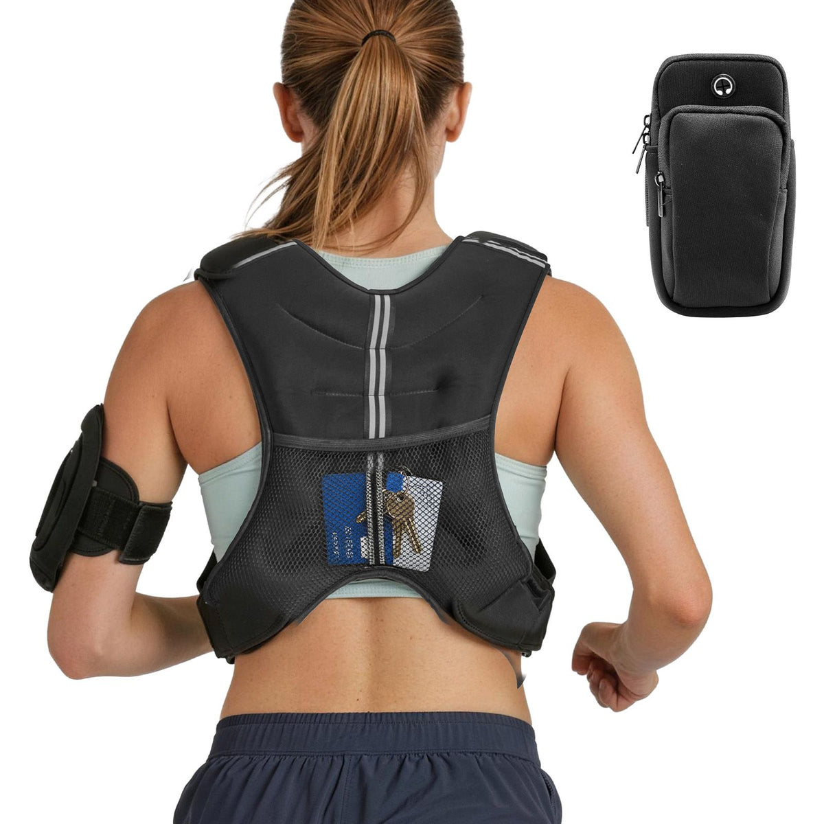 Weighted Vest, 20 lbs Weight Vest with Reflective Stripe, Adjustable Buckle Body Weight Vest for Men Women, Workout Equipment for Strength Training, Running, Jogging, Fitness, and Weight Loss