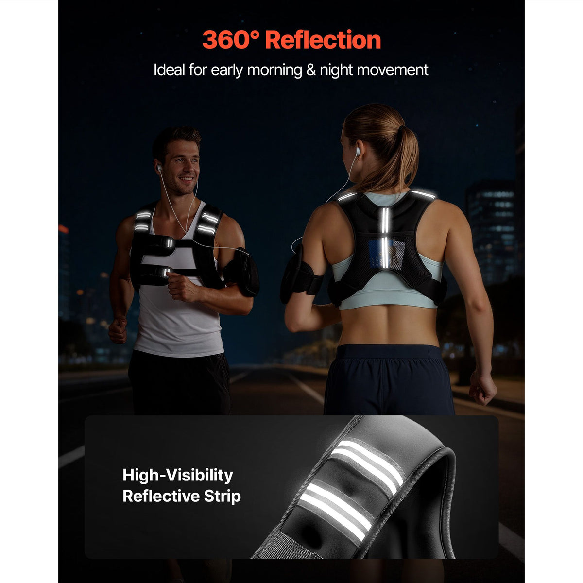 Weighted Vest, 20 lbs Weight Vest with Reflective Stripe, Adjustable Buckle Body Weight Vest for Men Women, Workout Equipment for Strength Training, Running, Jogging, Fitness, and Weight Loss