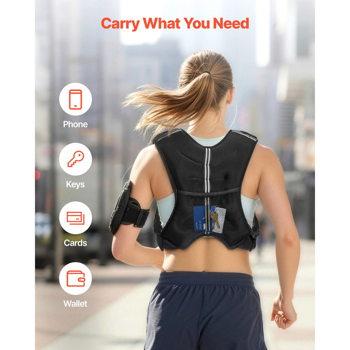 Weighted Vest, 20 lbs Weight Vest with Reflective Stripe, Adjustable Buckle Body Weight Vest for Men Women, Workout Equipment for Strength Training, Running, Jogging, Fitness, and Weight Loss