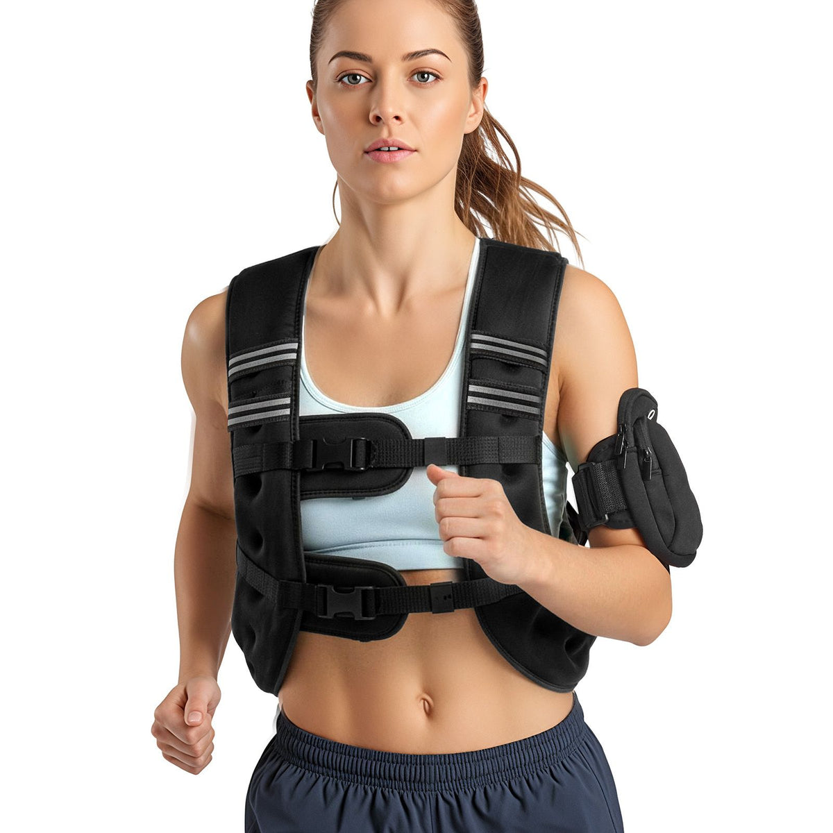 Weighted Vest, 20 lbs Weight Vest with Reflective Stripe, Adjustable Buckle Body Weight Vest for Men Women, Workout Equipment for Strength Training, Running, Jogging, Fitness, and Weight Loss