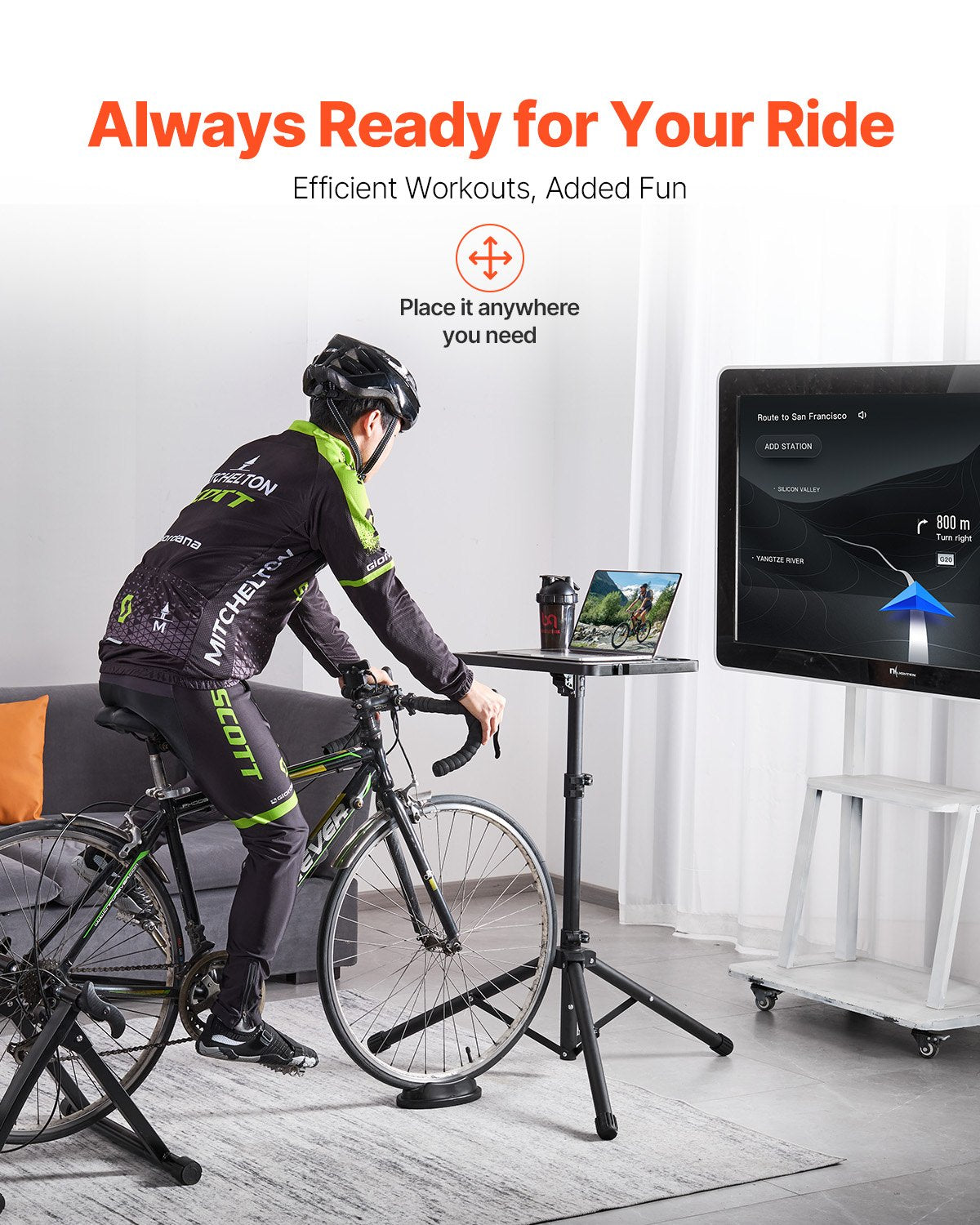 Exercise Bikes: VEVOR Stationary Cycling Desk Bike Trainer Fitness Desk with Triangle Support