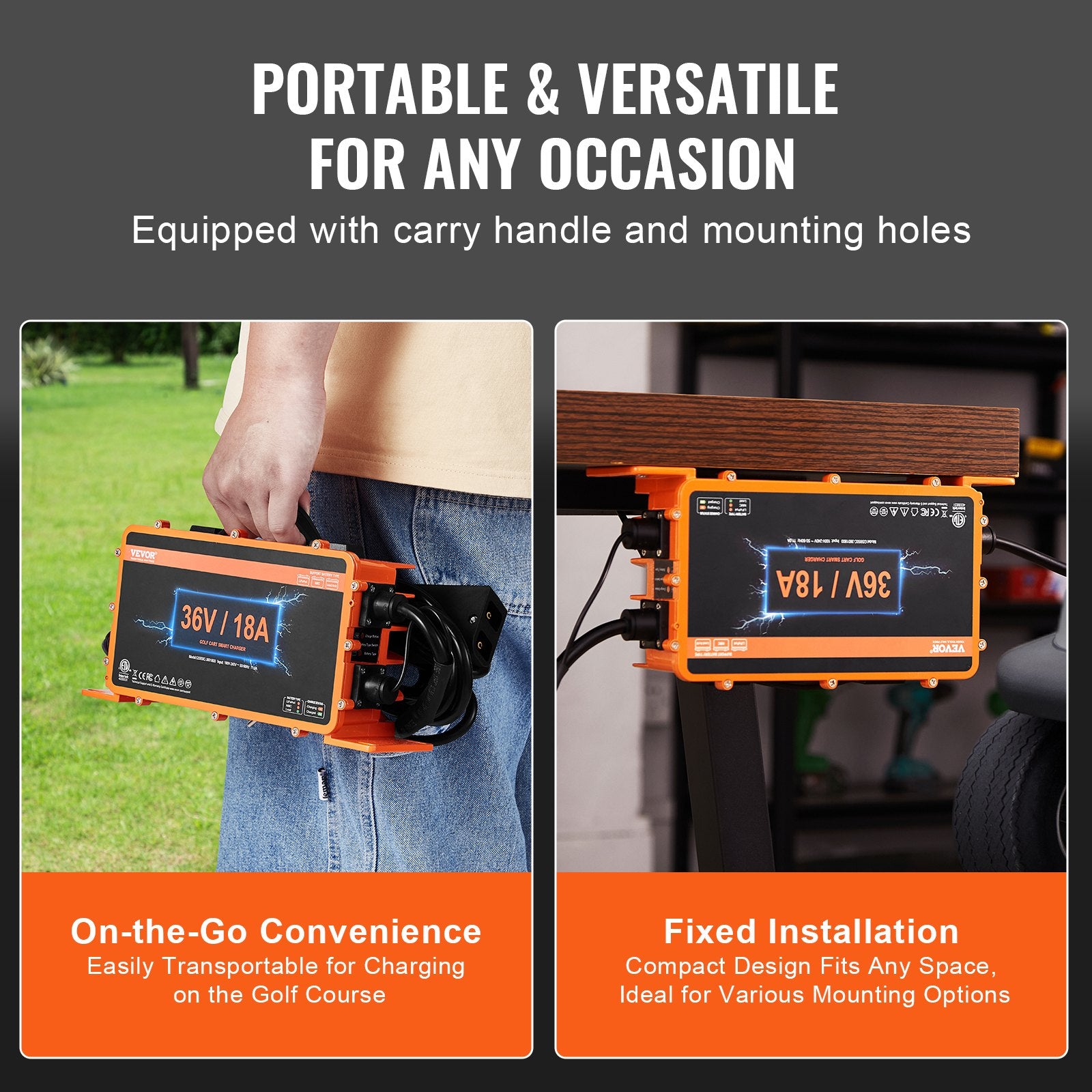 Fuel & Exhaust: VEVOR 18 AMP Golf Cart Smart Battery Charger for EZGO D-Style IP67 ETL