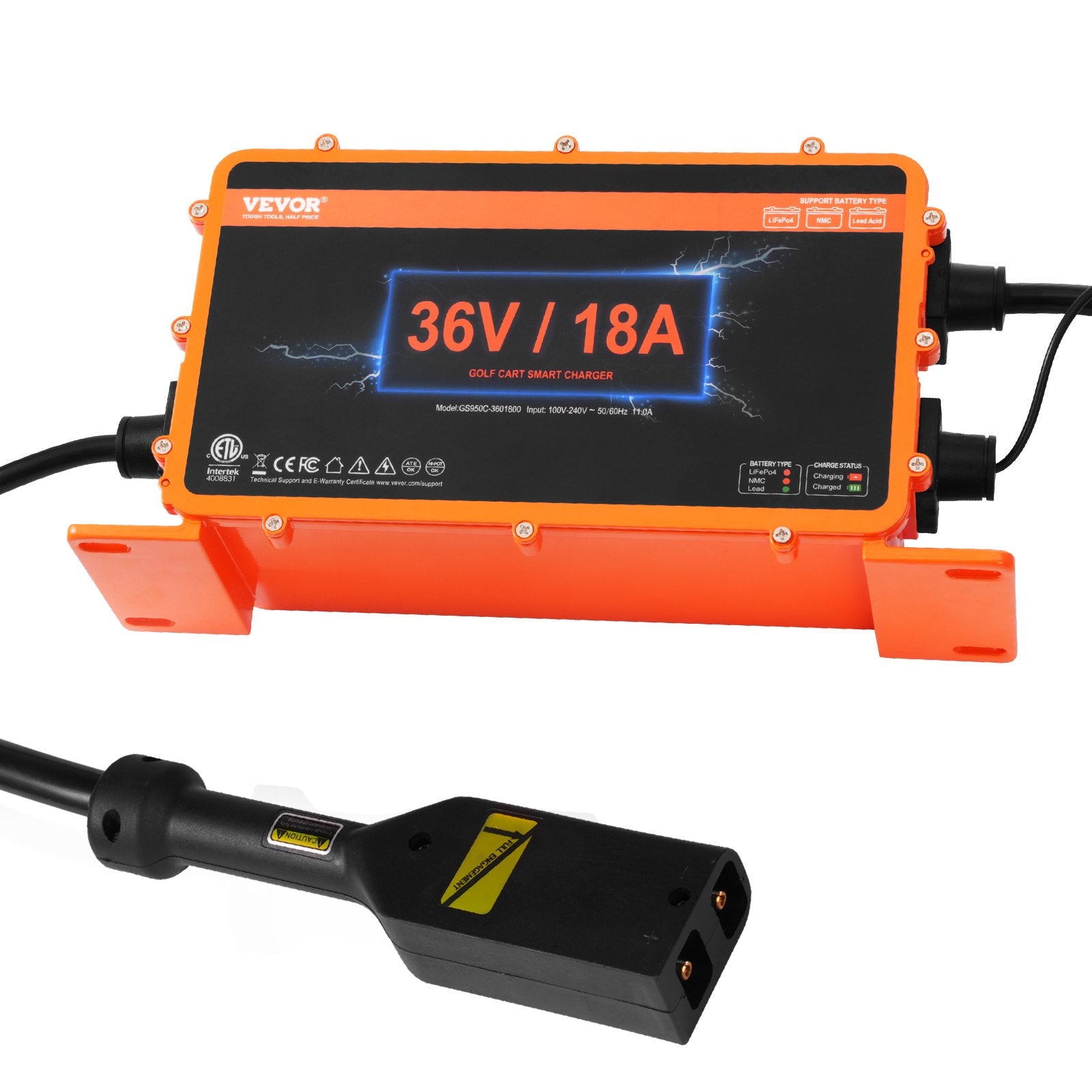Fuel & Exhaust: VEVOR 18 AMP Golf Cart Smart Battery Charger for EZGO D-Style IP67 ETL