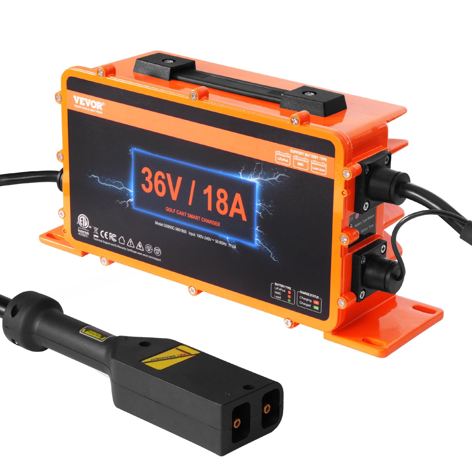 Fuel & Exhaust: VEVOR 18 AMP Golf Cart Smart Battery Charger for EZGO D-Style IP67 ETL
