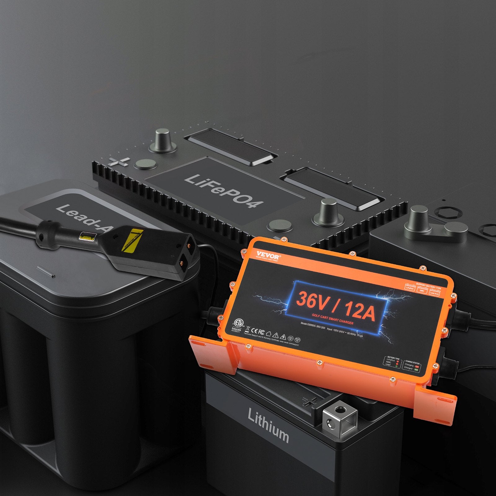 Automotive Repair & Speciality Tools: VEVOR 12 AMP Golf Cart Smart Battery Charger for EZGO D-Style IP67 ETL